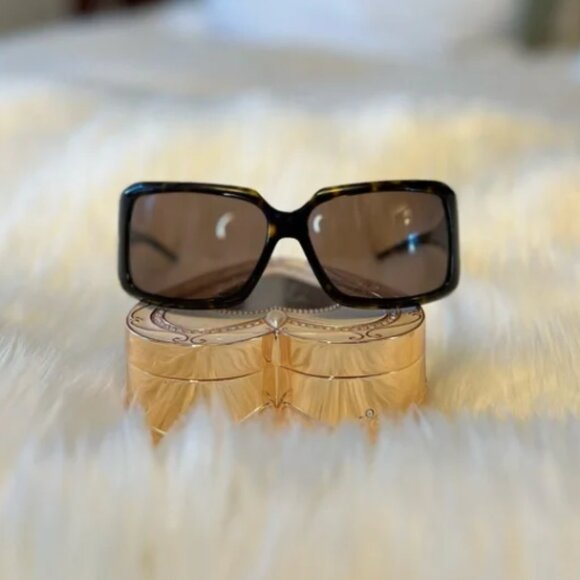 Y2K VINTAGE JUICY COUTURE SUNGLASSES CASE & CLOTH ROYAL CROWN BROWN TORTOISE main image 4